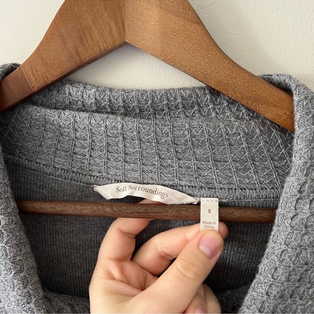 Soft Surroundings Miranda Gray Knit Wrap Cardigan Cowl Neck Size S - Picture 5 of 10